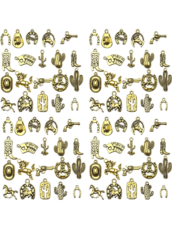 80Pcs Western Cowboy Themed Charms Set-Zinc Alloy 3D Miniature Cowboy Hat,Boot Shoe Charms for Diy Jewelry Making,Keychain Crafts Accessory Tools -Durable,And Perfect for Creative Projects