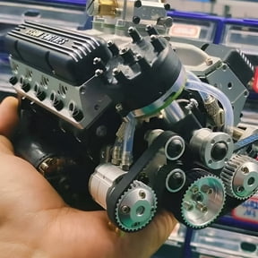 DESIGNICE 89%-Gasoline OHV V8 Small-Block Engine Model Kits,V8 Engine Kits,Build Your Own STEM V8 Model Engine for Adults,Mini V8 Model Engine Kit - Black