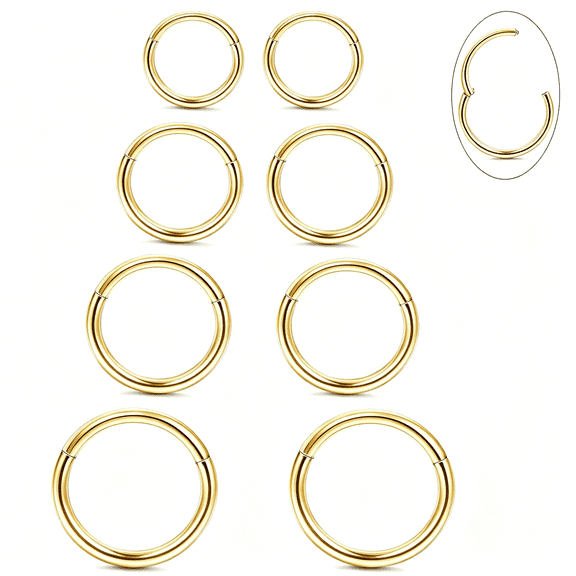 DESIGNICE 8Pcs G23 Titanium Hinged Clicker Segment Nose Rings Hoop Septum Nose Lip Ring Hoop for Women Men Cartilage Daith Tragus Sleeper Earrings Body Piercing Improved 16G