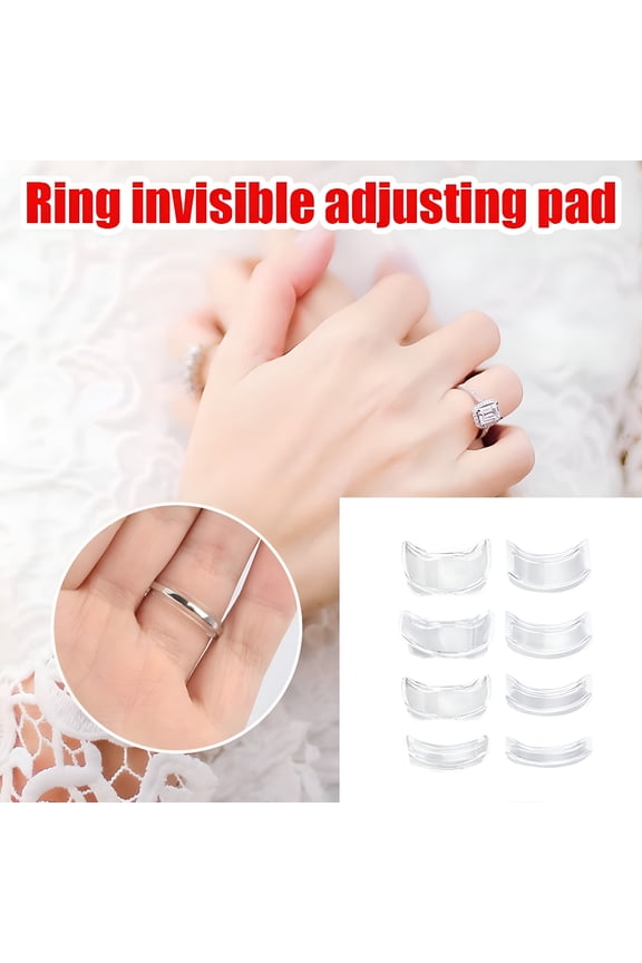 8Pcs Invisible Ring Size Adjuster, Transparent Ring Guard Reducer for Loose Rings, Tool-Free Fit for Wedding and Engagement Bands