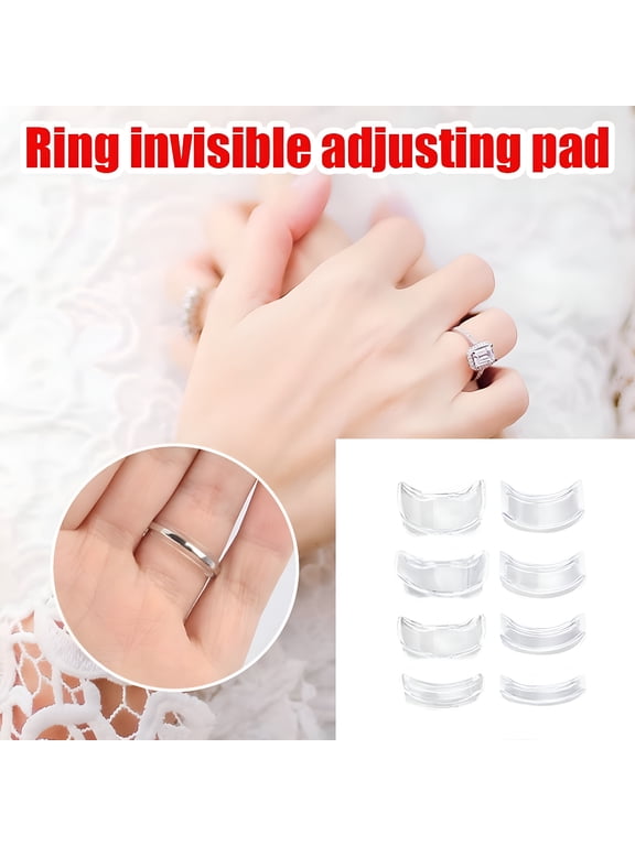 8Pcs Invisible Ring Size Adjuster, Transparent Ring Guard Reducer for Loose Rings, Tool-Free Fit for Wedding and Engagement Bands