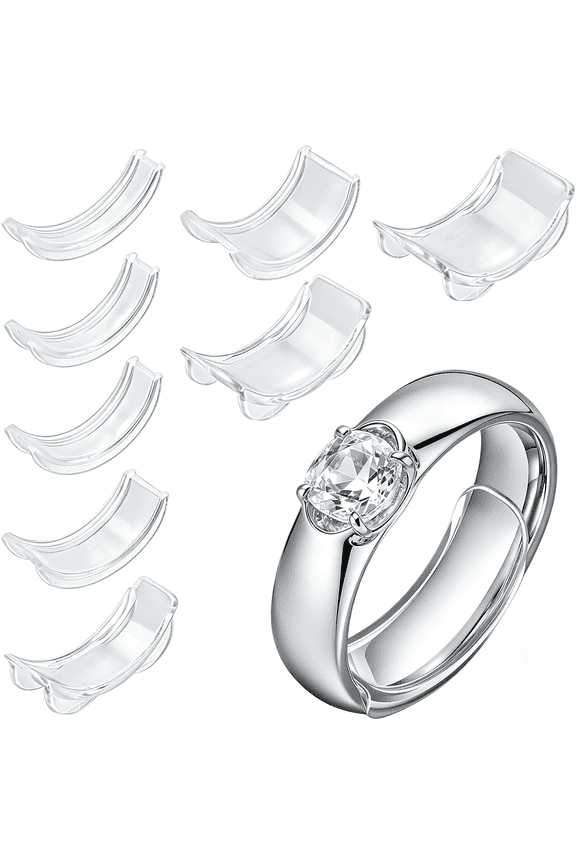 8Pcs Ring Adjuster Clips Invisible Ring Size Reducer for Loose Rings Ring Adjuster for Loose Rings Women(Transparent)