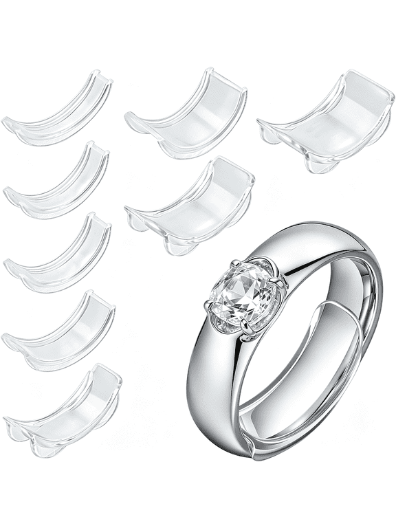 8Pcs Ring Adjuster Clips Invisible Ring Size Reducer for Loose Rings Ring Adjuster for Loose Rings Women(Transparent)