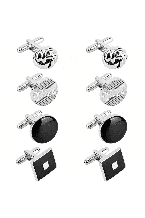 8pcs Cufflinks for Men, Classic Simple Cufflinks Men's Jewelry Accessories for Groom Shirt Suit (4 Designs)