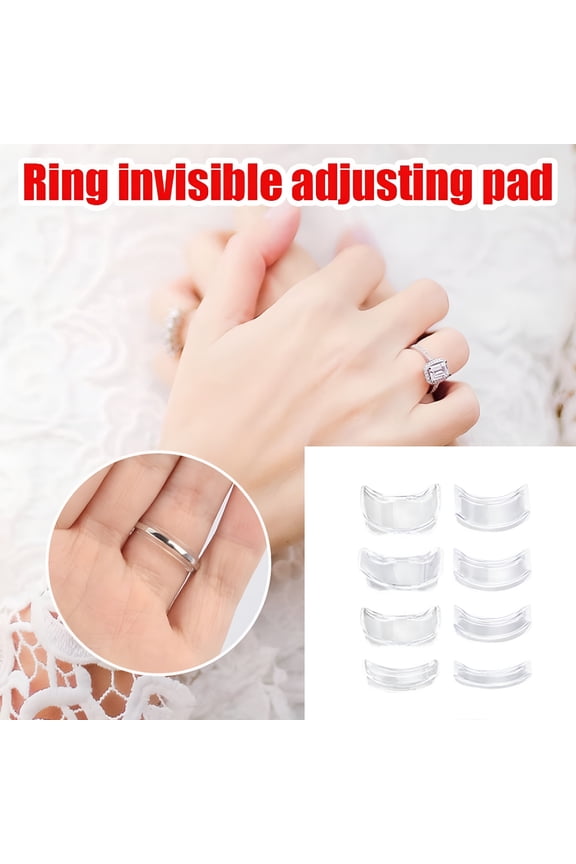 8pcs Invisible Ring Size Adjuster Set, Transparent Ring Guard Reducer for Loose Rings, Tool-Free Comfortable Fit for Engagement and Wedding Bands