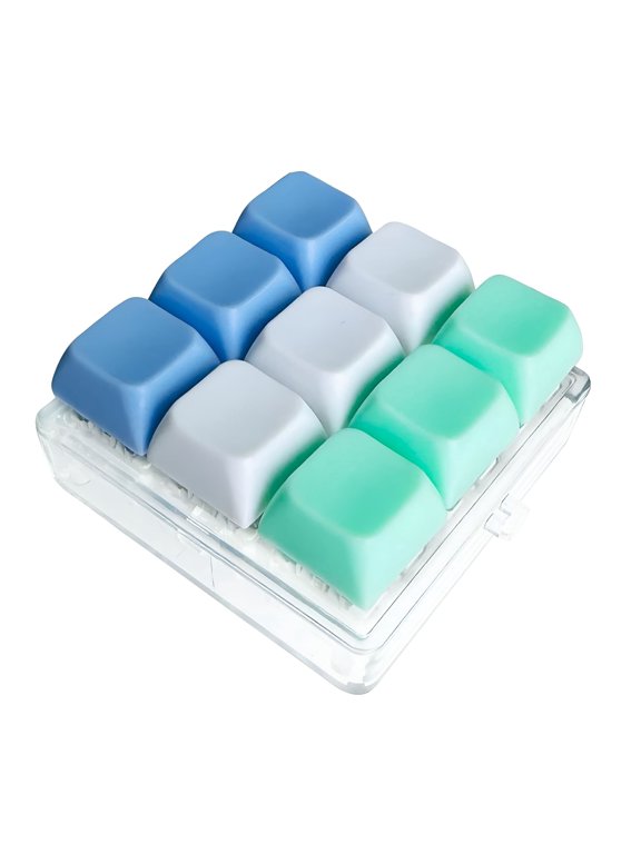 9-In-1 Keyboard Fidget Toy Click Keychain Stress Relief Button Toy for Adult Colorful Macaron - A (No Chain)