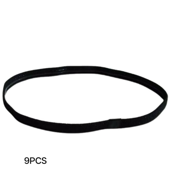 DESIGNICE 9 Pcs Turbans for Women,Elastic Anti-Slip Workout Headbands for Women,Sweat Absorption and Tightness Hair Bands,Black