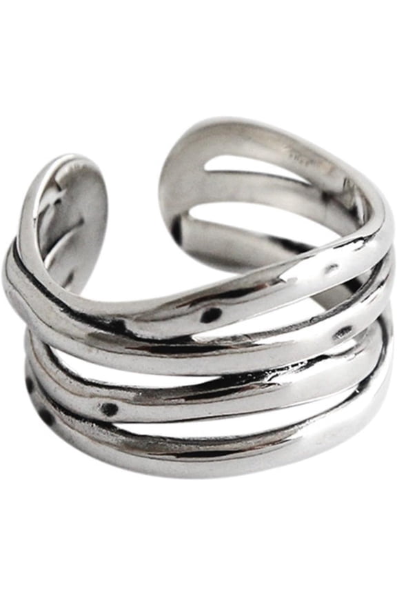 925 Sterling Silver Adjustable Layered Chain Ring,Party Rings For Women