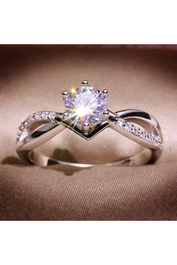 925 Sterling Silver Cubic Zirconia Ring for Women,Engagement&Wedding Band,Valentines Day Gifts for Her,Jewelry Sterling Silver Engagement Rings(Silvery,Size 10)