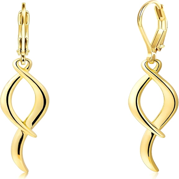 DESIGNICE 925 Sterling Silver Dangle Earrings,Hypoallergenic 14K Gold Plated Long Double Linear Twisted Tassel Dangling Drop Earrings for Women Trendy Statement Elegant Lightweight Leverback