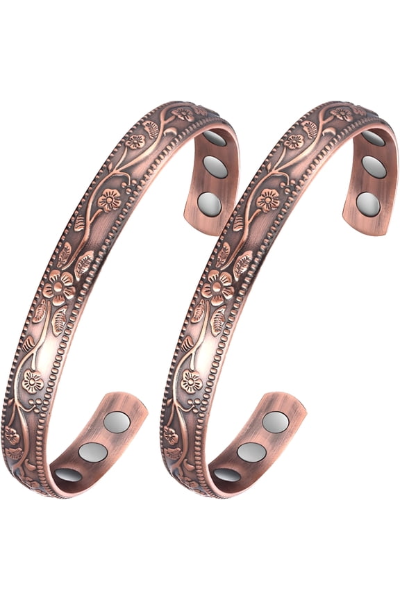 99.99% Pure Copper Magnetic Bangles Bracelets for Women Copper Jewelry Set of 2 Copper Bracelets for Women Arthritis