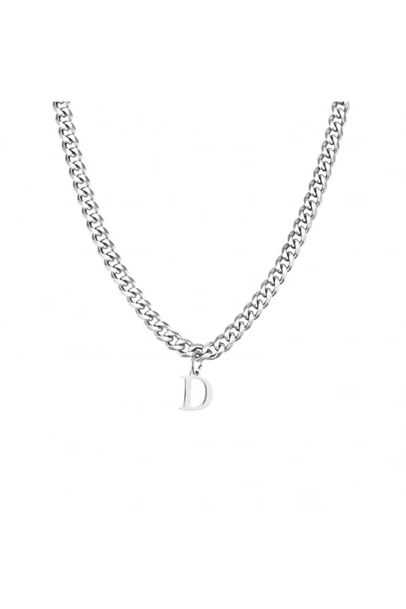 A-Z Initial Letter Necklaces for Men Stylish Pendant with Cuban Chain