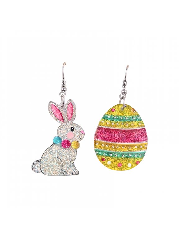 Acrylic Easter Earrings for Women,Bunny and Egg Dangle Earrings Set,Lightweight Holiday Jewelry Accessories for Spring