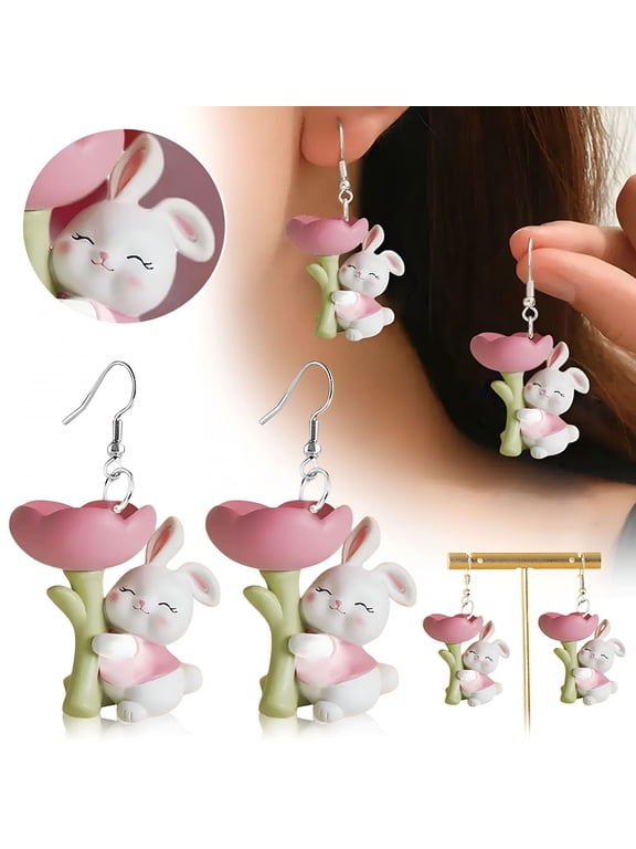 Acrylic Easter Bunny Earrings Cute Dangle Hare Charms Lightweight Acrylic Earrings for Women Easter Gifts