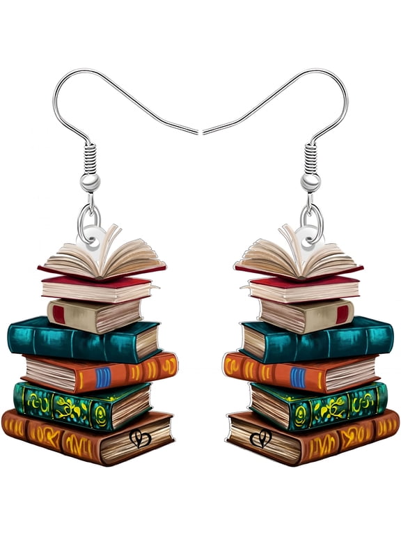 Acrylic Funny Book Earrings Dangle Bookshelves Jewelry Back to School Gifts for Teachers Women