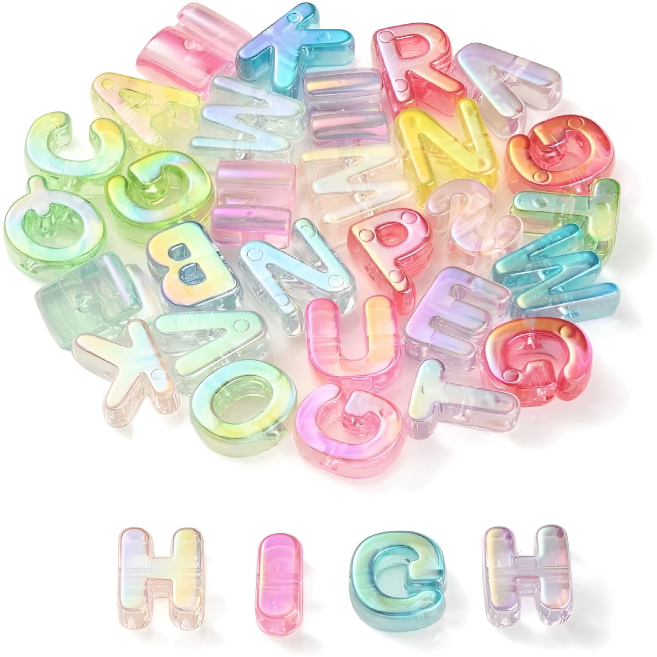DESIGNICE Acrylic Letter Beads Rainbow Alphabet Letter Bead Spacer Loose Bead for Bracelets Jewelry Making