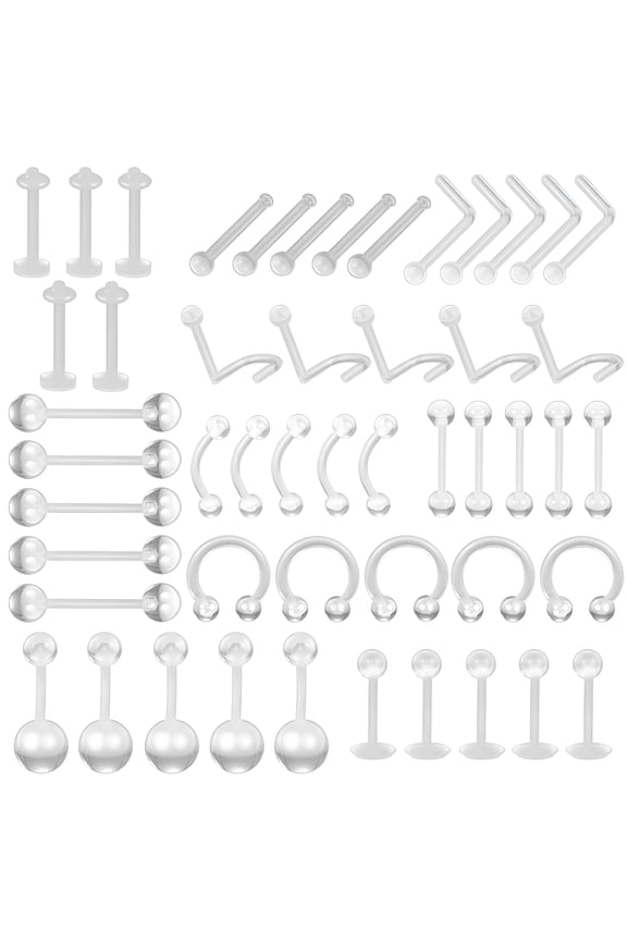 Acrylic Transparent Tongue Barbell Navel Ring Eyebrow Nose Body Piercing Jewelry