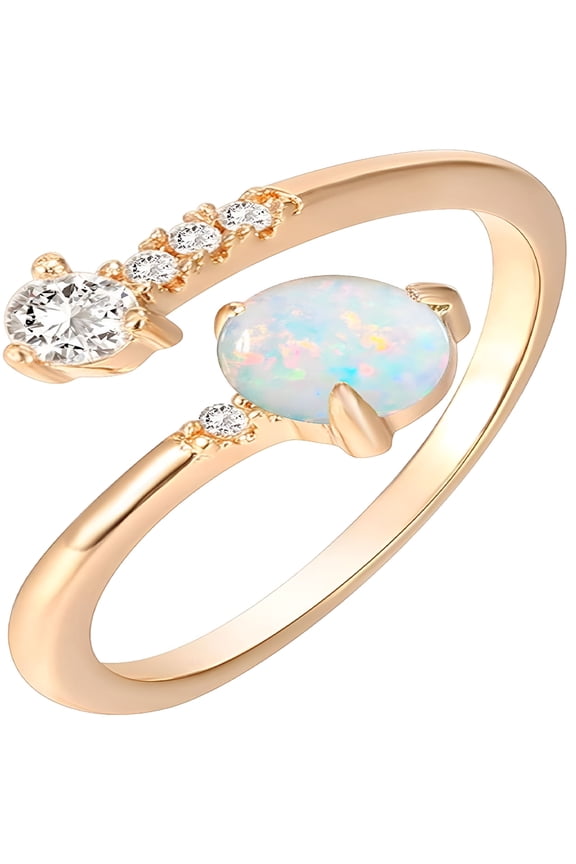 Adjustable Created Opal Rings | Stacking Rings | Gold Rings for Women