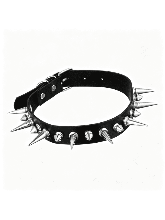 Adjustable Goth Necklace Spiked Choker Collar for Women | Black Leather Choker Halloween Costume Jewelry Punk Gothic Accessories,Edgy Spiked Choker