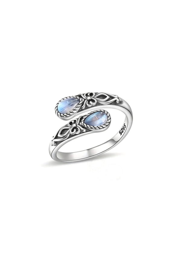 Adjustable Victorian Spoon Ring,Spoon Rings for Women,Butterfly Thumb Ring with Synthetic Stone,Hypoallergenic Vintage Jewelry