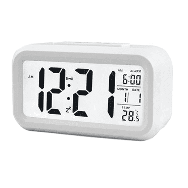 DESIGNICE Alarm Clock Clear Led Large Screen Alarm Clocks for Bedrooms Real Time Temperature Display Sunrise Alarm Clock White