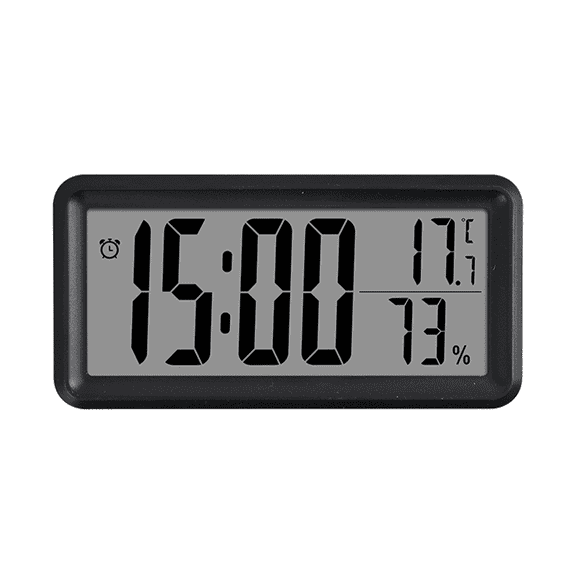 DESIGNICE Alarm Clock Silent Movement Design Digital Clocks for Bedrooms Clear Large Screen Display Digital Clock Battery Operated Black