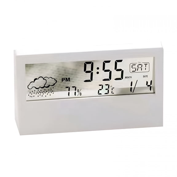 DESIGNICE Alarm Clocks for Bedrooms with Battery Backup, Auto Set Digital Clock with Date and Day of Week, Indoor Temperature Humidity, Moon Phase, Dimmer, Auto Dst, Usb Port