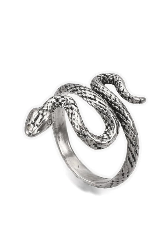 Alloy Cuff Finger Ring Snake Antique Silver Size 8 Adjustable 18Mm,snake ring,adjustable rings