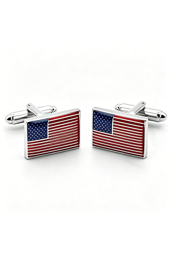 American Flag Cufflinks for Men Cuff Links Mens Enamel White and Line Suitable Business Wedding and Aviator Gifts