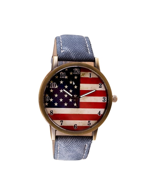 2026 New American Flag Pattern Leather Band Analog Quartz Wrist Watches for Casual Wear,Fashion,Outdoor Activities,Patriotic Events,Gifting,Daily Use.