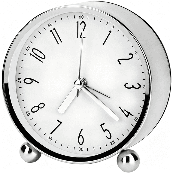 DESIGNICE Analog Alarm Clock,4 Inch Super Silent N Ticking Small Round Clock with Arabic Numerals Beep Sounds,Battery Operated,Lighted Demand and Snooze,for Bedrooms Bedside Desk,Set