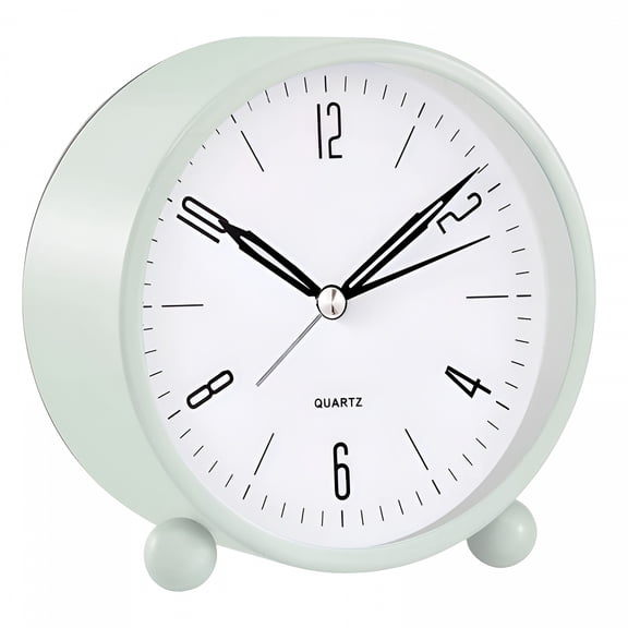 DESIGNICE Analog Alarm Clock,4 Inch Super Silent Non-Ticking Small Clock with Night Light,Battery Operated,Simple Design,for Bedroom,Bedside,Desk,(White)