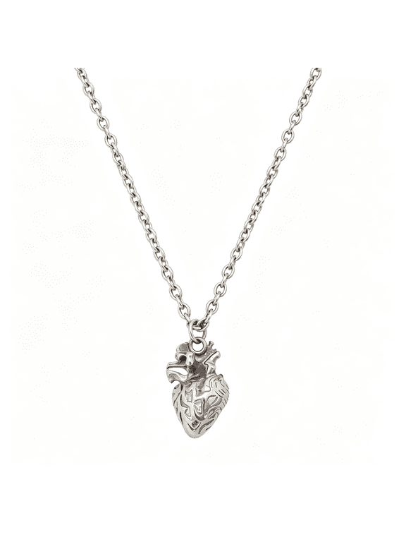 Anatomical Heart Pendant Necklace for Women & Men - 3D Human Heart Necklace, 100% Stainless Steel Never Rusts - Medical Anatomy Gothic Jewelry Gift for Nurses, Doctors & Halloween