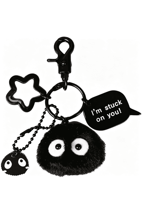 Anime Dust Bunny Soot Sprite Plush Keychainpom Pom,Fluffy,Bag Charm,Cute,Accessory,Merch Fluffy Bag Charm Anime Keychains
