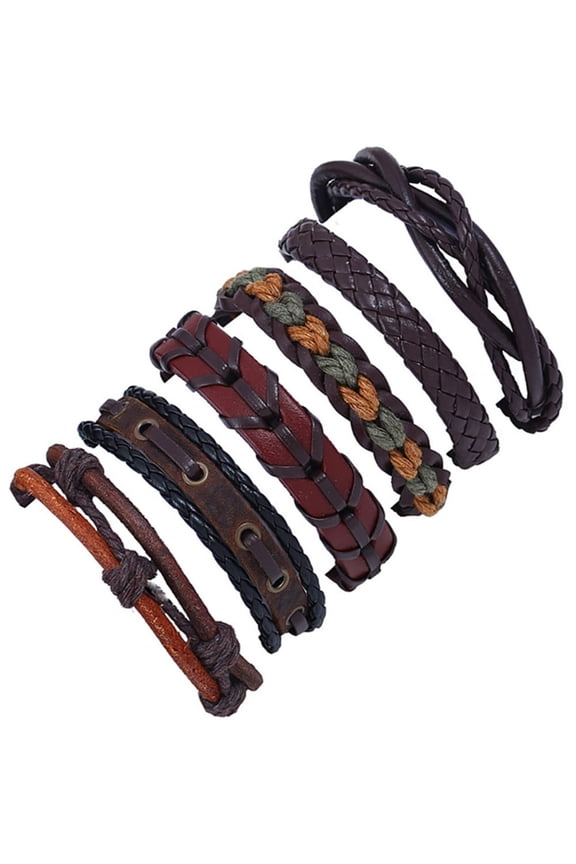 Ankle Bracelets for Women,Braided Leather Bracelet,Multi-Layer Hand-Woven Vintage Bracelets Black