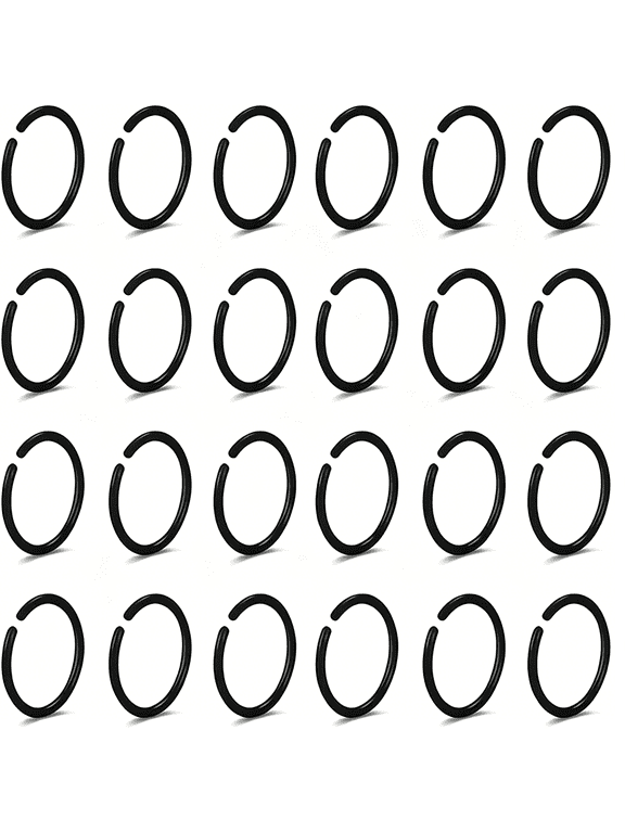 Anti-Allergy Plastic Hoop Ear Retainers,Unisex Nose Rings for Sensitive Ears&Skin,Clear,Black,Pink,20 Gauge