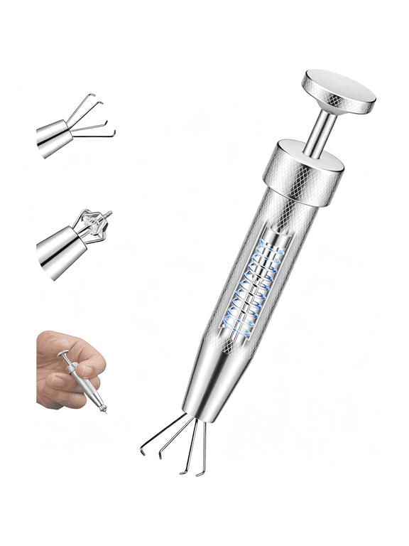 Anti-Slip Piercing Ball Grabber Tool with Ergonomic Design for Changing Jewelry,Stainless Steel Jeweler Pick Up Tool 4 Claw Gem Piercing Changing Tool Body Piercing Kit for Ear Nose Lip