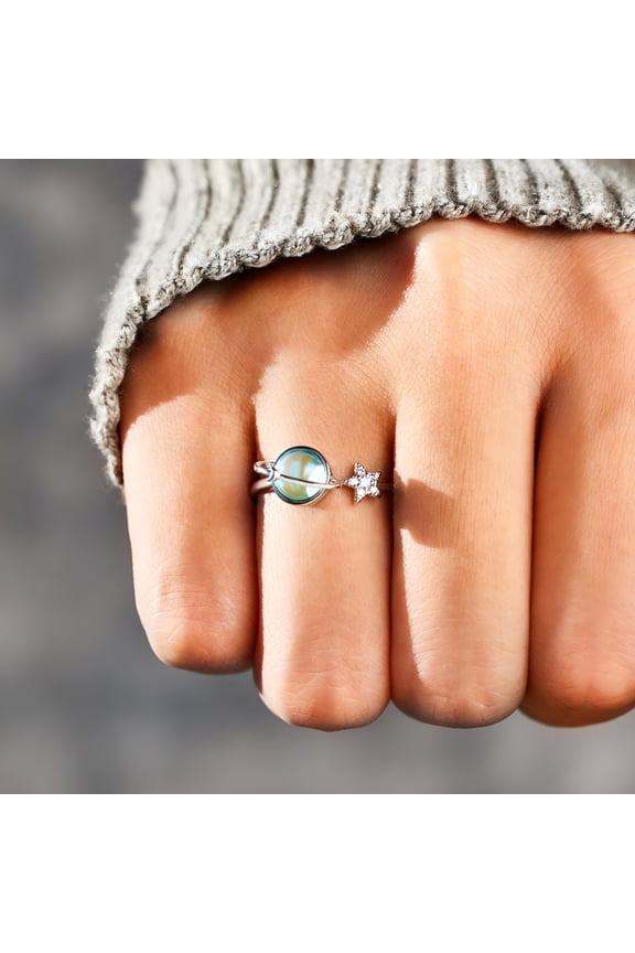 Anxiety Ring Fidget Rings for Anxiety Relief Stress Open Adjustable Moon Spinning Ring Stackable Ring Fidget Jewelry Women