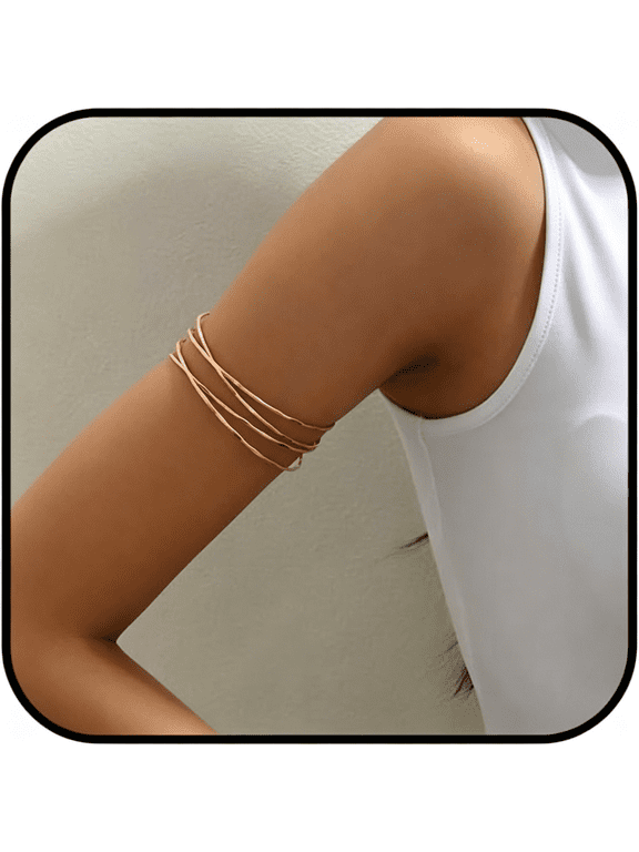 Arm Cuff for Women Layered Armlet Open Adjustable Arm Cuff Gold Silver Upper Arm Cuff Bracelet Minimalist Armband Trendy Jewelry