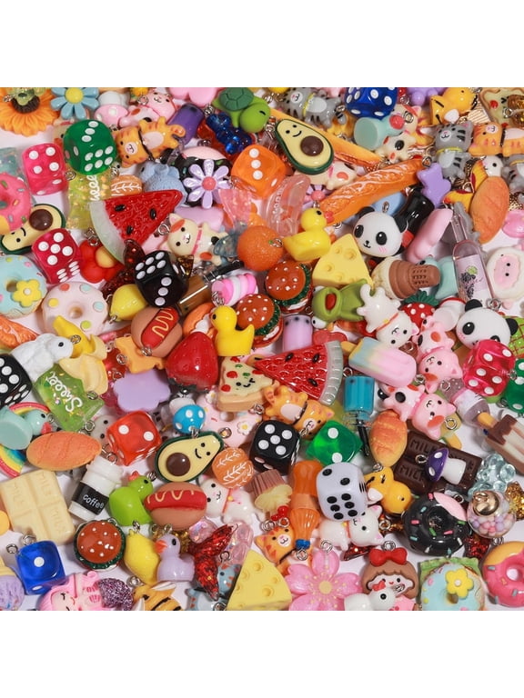 Assorted Resin Charms for DIY Bracelet & Keychain Making Mini Candy, Bear, Fruit & Animal Style Charms for Crafts
