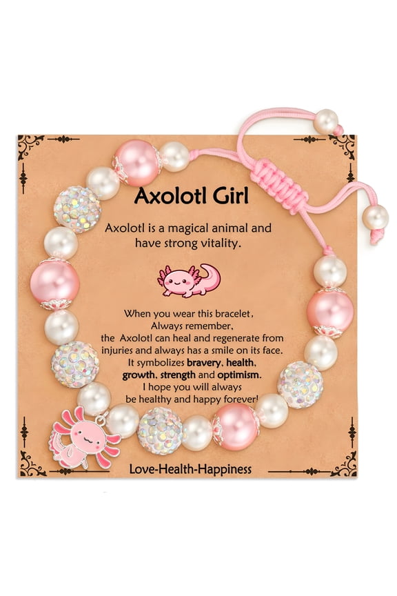 Axolotl Charm Bracelets for Teen Girls Daughter Natural Stone Beaded Bracelet Birthday Christmas Jewelry Gifts Teen Tween Stocking Stuffers for Kids 7 8 9 10 11 12 13 14 Year Old Age