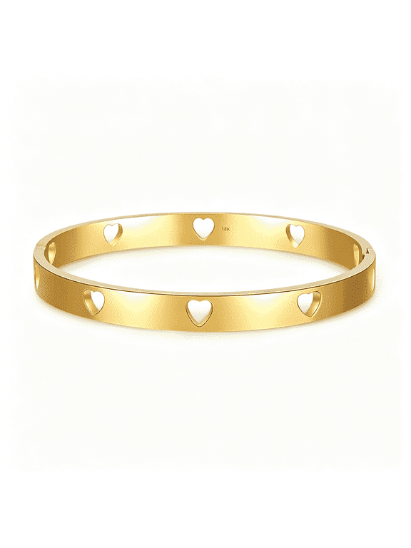 Baby Infant Toddler Kids Girls Heart Bangle Bracelet,Gold Stainless Steel Cuff Bracelets