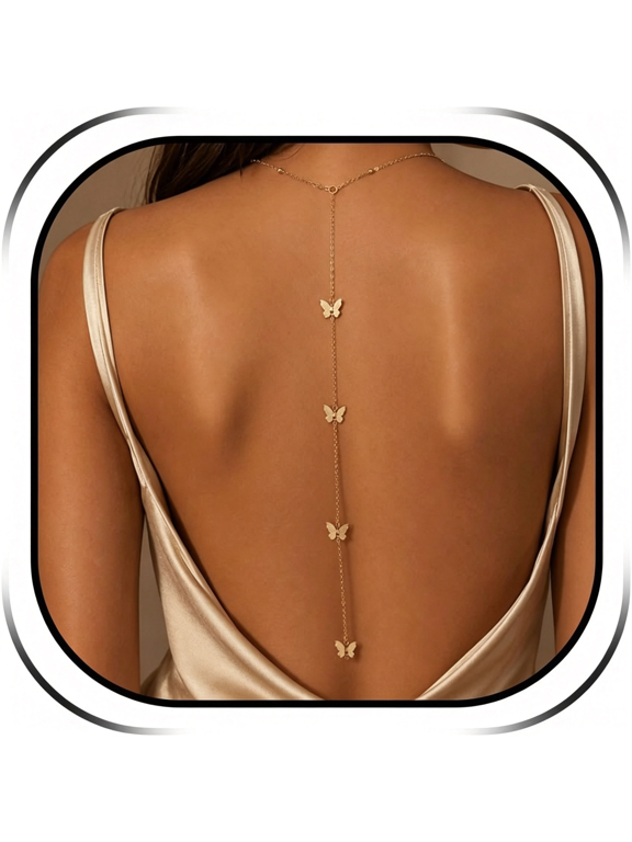 Back Necklace for Backless Dress Body Chain Jewelry for Women Adjustable Rhinestone Chain Necklace Bridal Jewelry for Weddings Summer Vacation Adjustable Back Necklace for Backless Dress