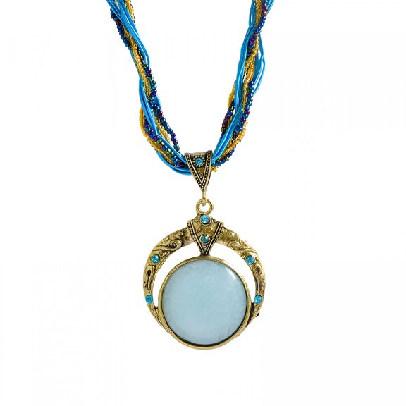 DESIGNICE Back to School Long Sweater Chain Necklace Women Fashion Crystal Rhinestone Chunky Silver Plated Double Circle Pendant Women Necklace