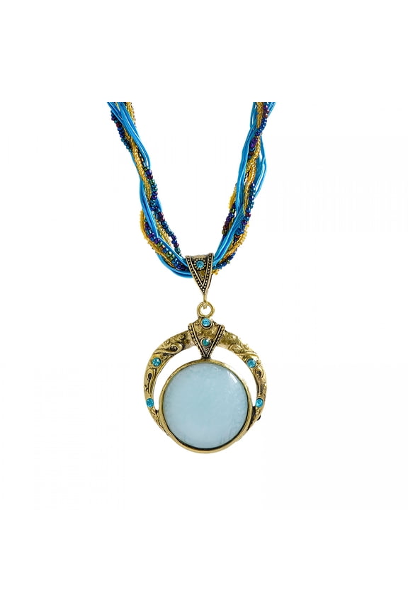 Back to School Long Sweater Chain Necklace Women Fashion Crystal Rhinestone Chunky Silver Plated Double Circle Pendant Women Necklace