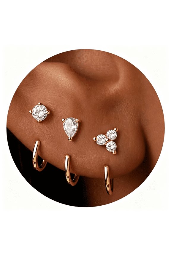 Backless Small Half Hoop Earrings,4Pair No Back Pokeless Earrings Stacks for Non Tarnish,Cartilage Lightweight Hypoallergenic Sleep Earring,S925 Sterling Silver Plated&14K Gold Plated