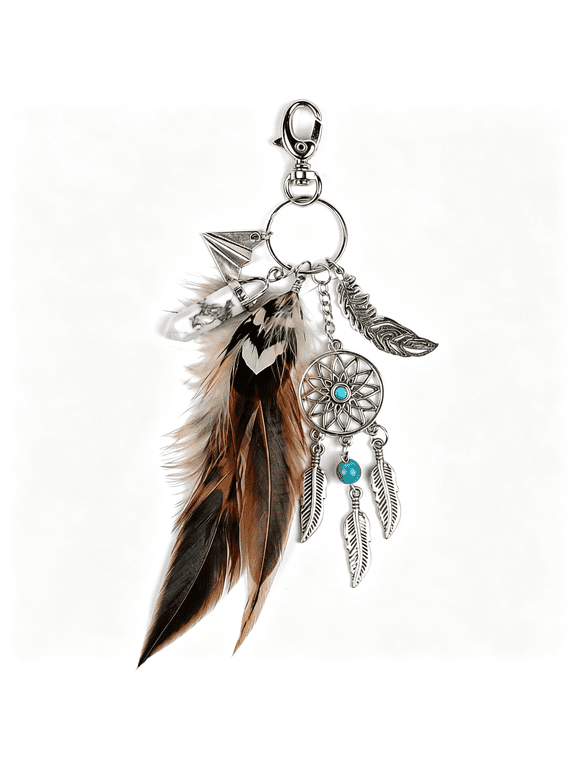 Bag Charms Purse Charms for Handbags Boho Keychain Crystal Feather Keychain Western Accessories for Women Stylish Purse Accessories