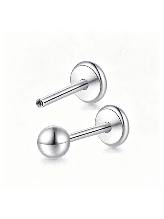 Ball Titanium Flat Back Earrings G23 Implant Grade Titanium Internal Thread Studs Tragus Labret Cartilage Lip Medusa Conch Body Piercing Jewelry for Women Men