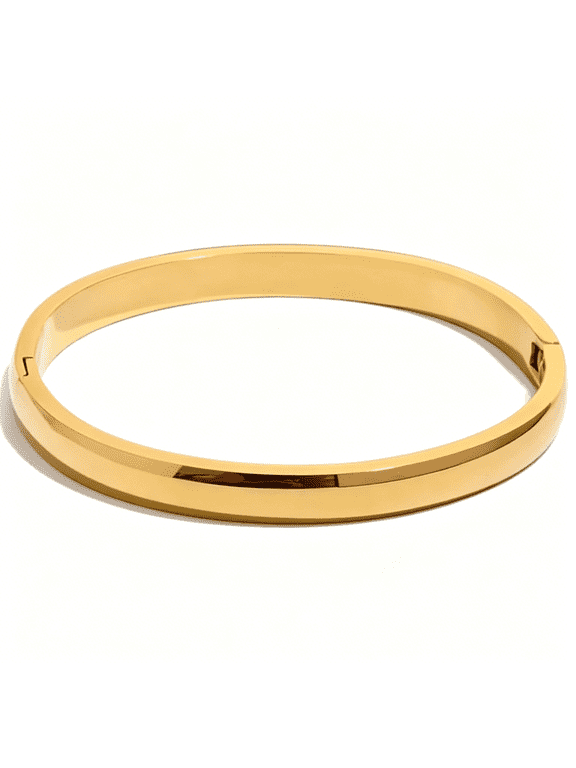 Bangle Bracelets for Women: 18K Gold/Silver Plated Stainless Steel Waterproof Bangles for Small Wrists Non Tarnish Closed Oval Cuff with Openable Gold Jewelry