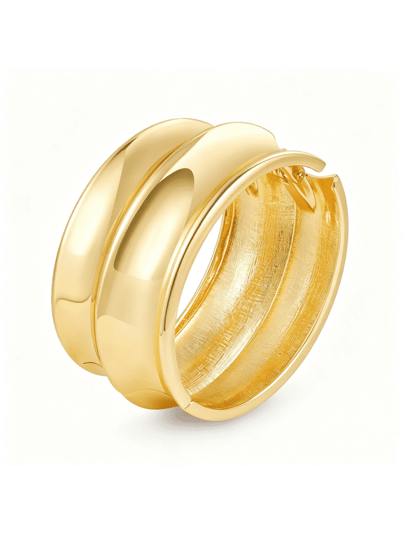 Bangle Bracelets for Women | 14K Gold Plated Trendy Wide Bracelets | Hinged Arm Cuff Bangles Chunky Bracelet for Women